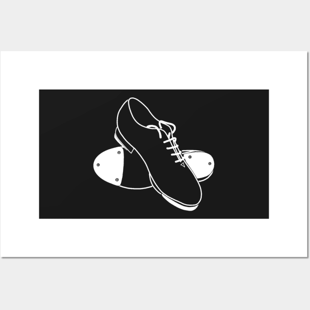 Tap Shoes - Drawn in white line. Wall Art by JossSperdutoArt